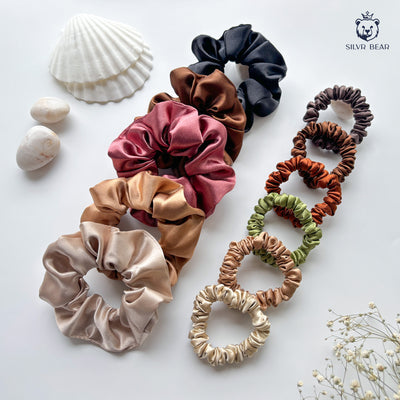 Luxury Satin Scrunchies | 6 Skinny + 5 Regular Pack - Earthy