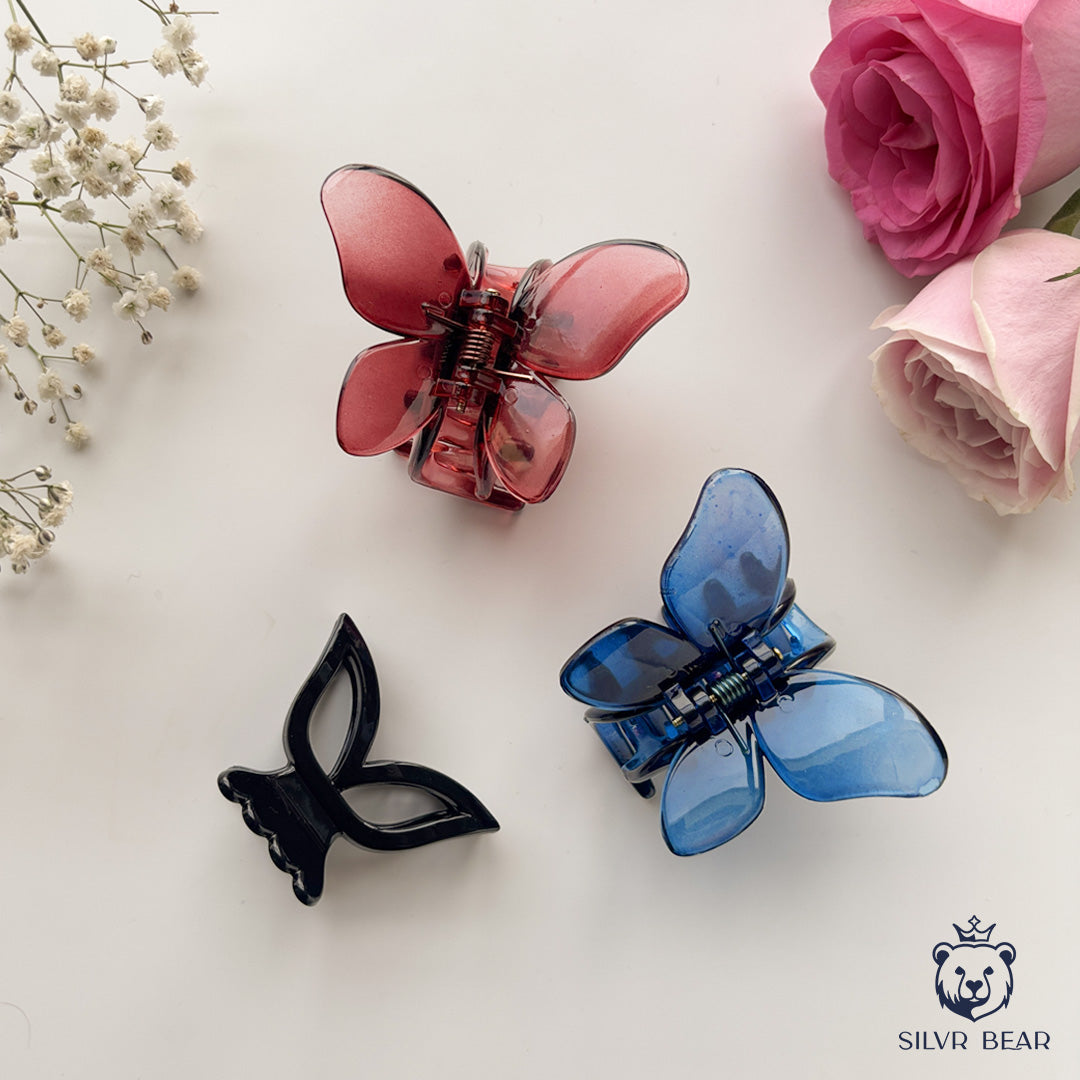 Unbreakable Hair Claw Clips - Blue Burgundy - Butterfly Clutchers