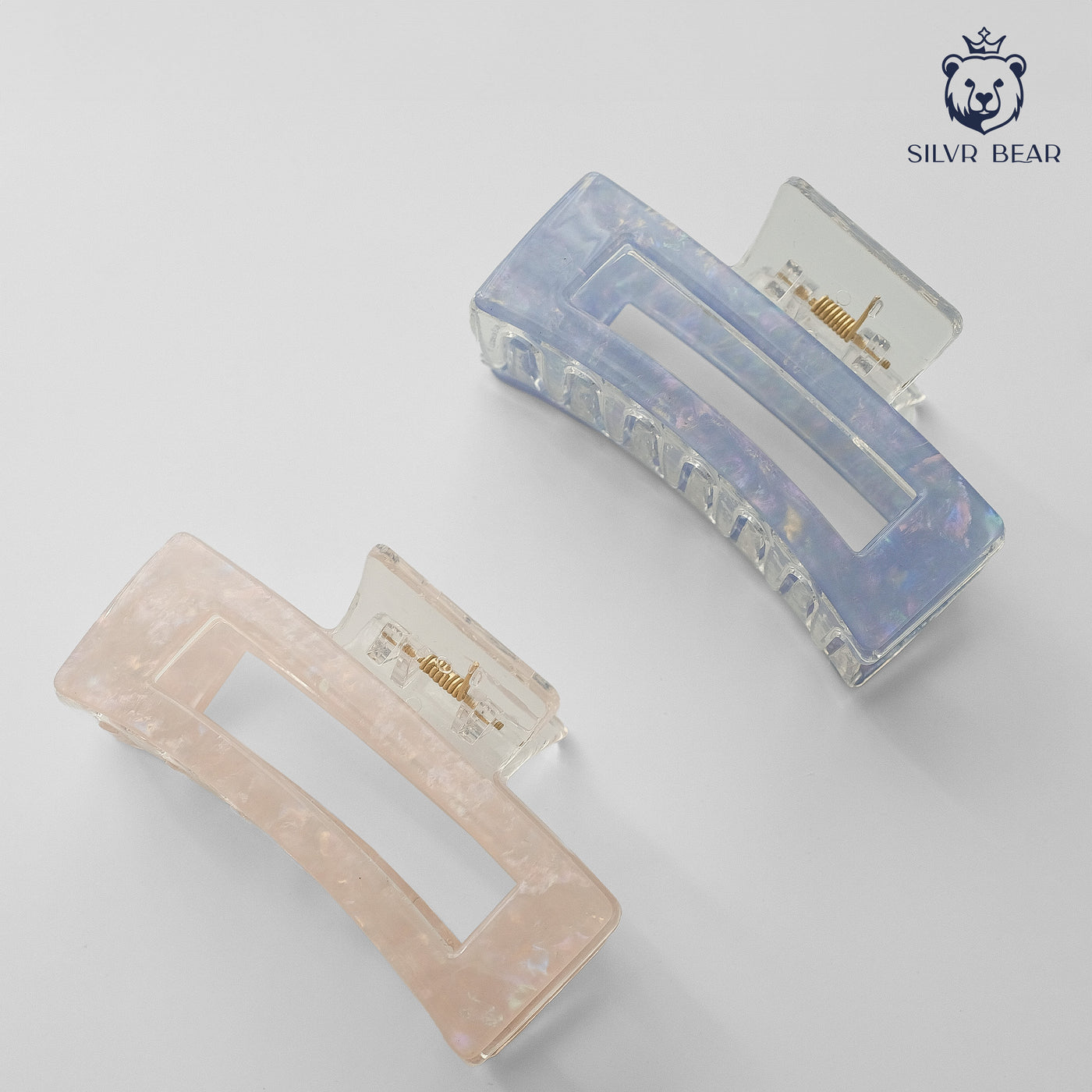 UNBREAKABLE HAIR CLAW CLIPS - MARBLE CLUTCHERS - NUDE & BLUE