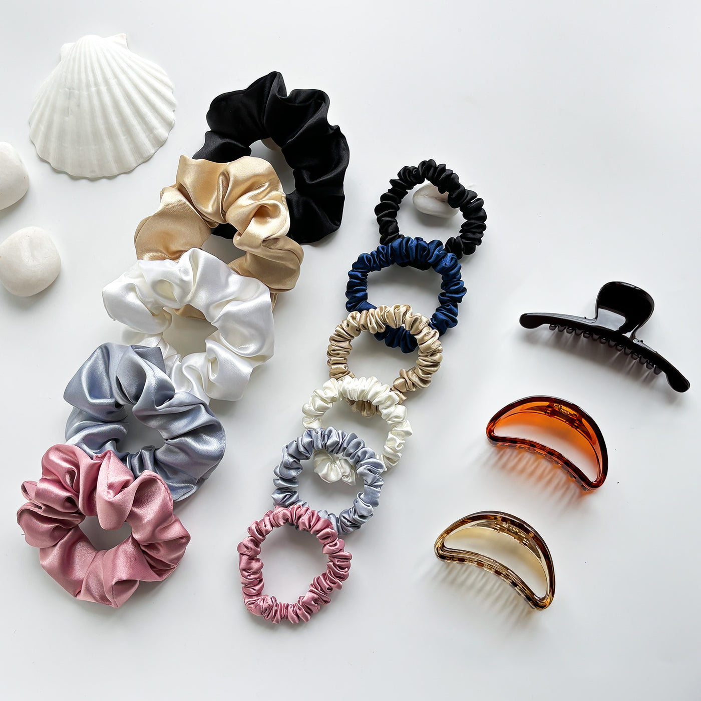 Luxury Scrunchies & Claws Clips Combo Pack - Classic