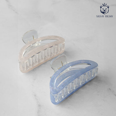 Unbreakable Hair Claw Clips - Marble Moon Clutchers - Nude & Blue