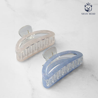 Unbreakable Hair Claw Clips - Marble Moon Clutchers - Nude & Blue