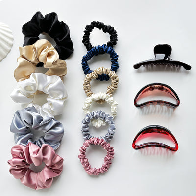 Luxury Scrunchies & Claws Clips Combo Pack - Classic