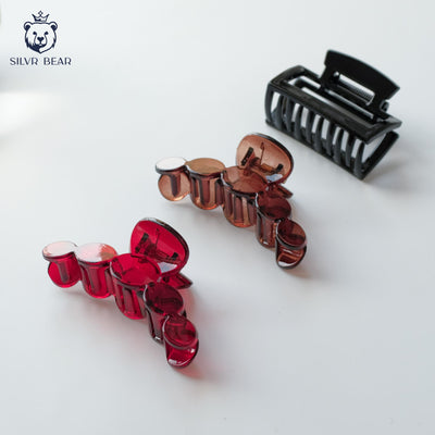 Hair Claw Clip - Unbreakable - Brown Maroon - Circles Clutchers