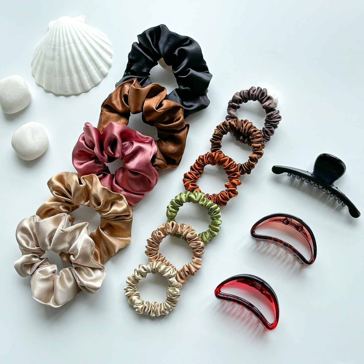 Luxury Scrunchies & Claws Clips Combo Pack - Earthy