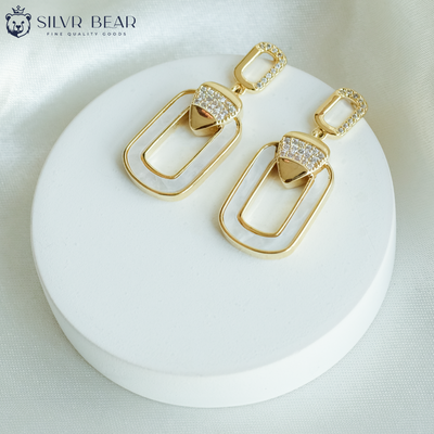 Oval Drop Earrings - Gold Tone