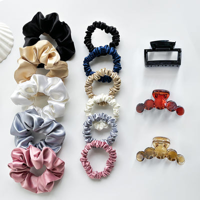 Luxury Scrunchies & Claws Clips Combo Pack - Classic