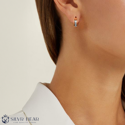 Hoops Earring - Rose Gold Tone with Mother of Pearl Accent