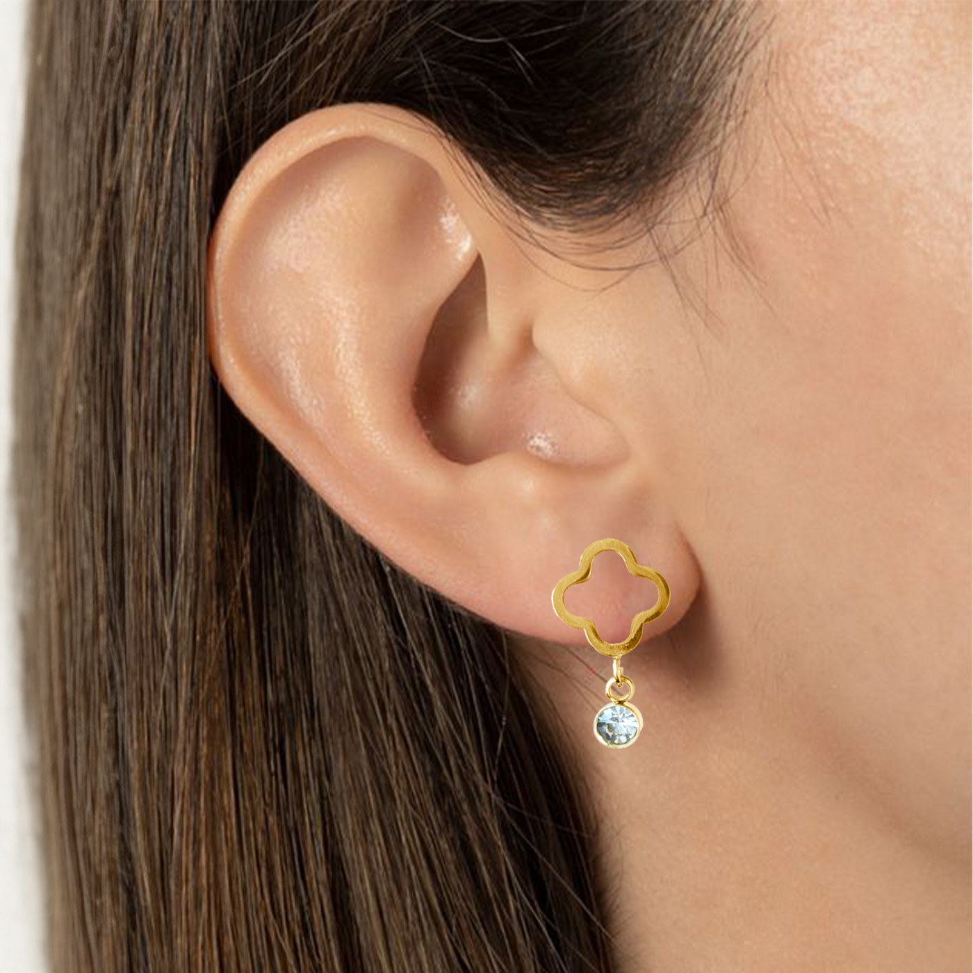 Lucky Clover Leaf Earrings - Set of 3 - Gold Tone