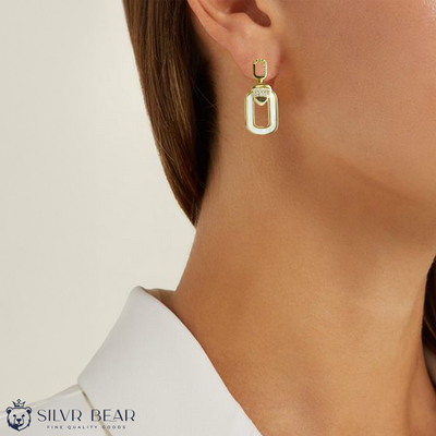 Oval Drop Earrings - Gold Tone