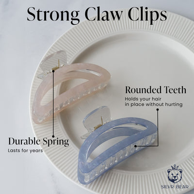 Unbreakable Hair Claw Clips - Marble Moon Clutchers - Nude & Blue