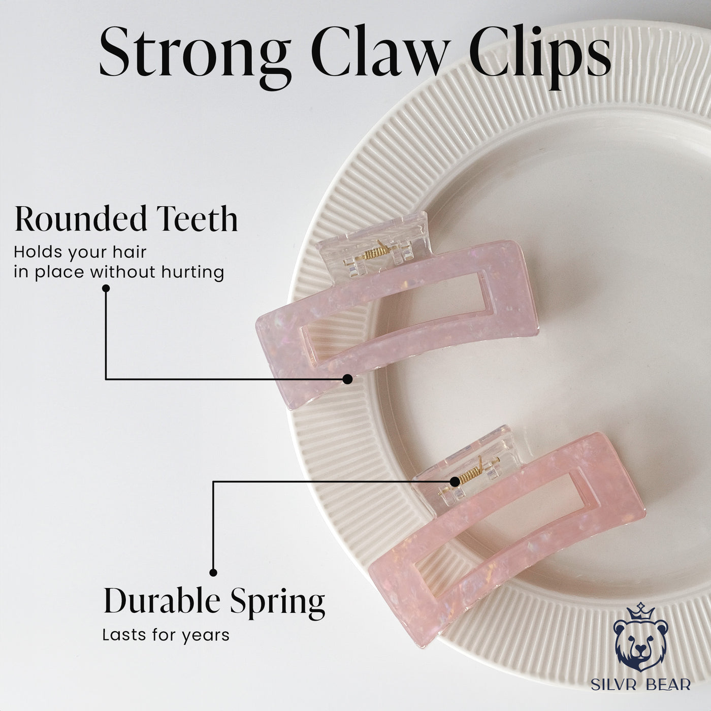 UNBREAKABLE HAIR CLAW CLIPS - MARBLE CLUTCHERS - PINK LAVENDER