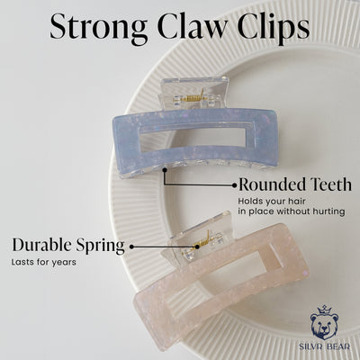 UNBREAKABLE HAIR CLAW CLIPS - MARBLE CLUTCHERS - NUDE & BLUE