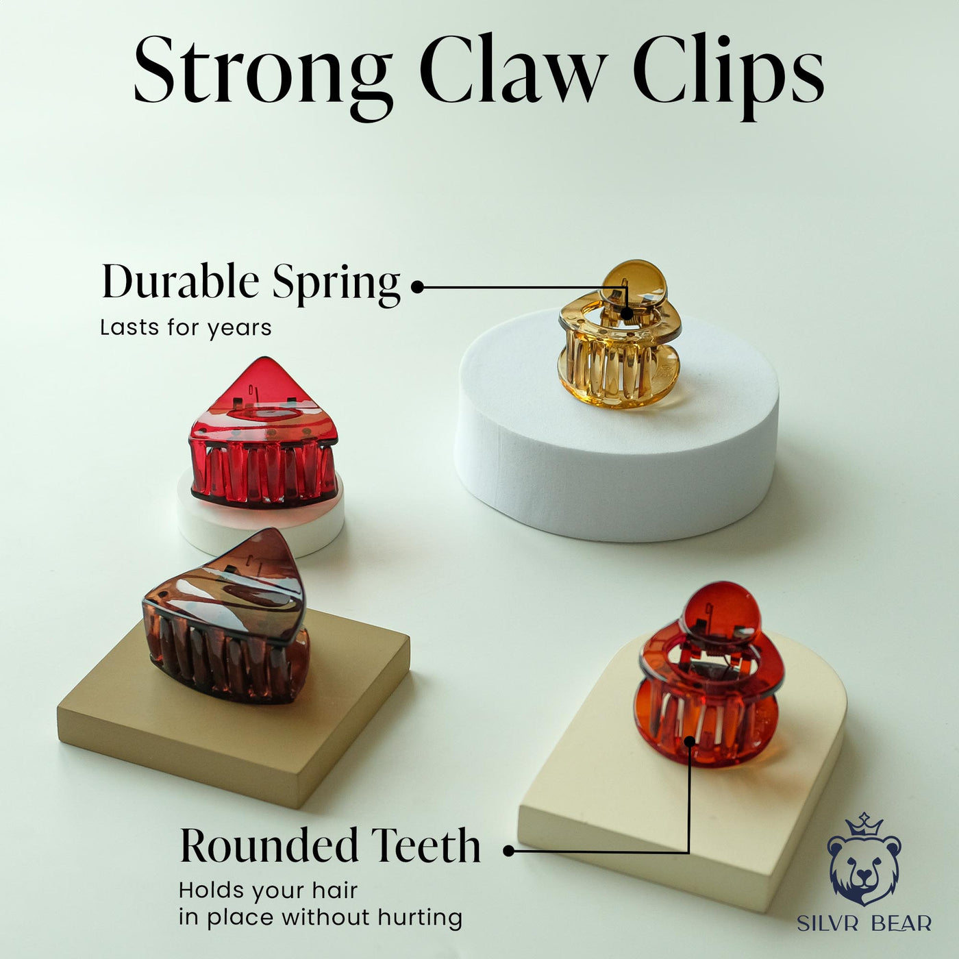 Hair Claw Clips - Unbreakable - Small Rounded Clutchers - R1