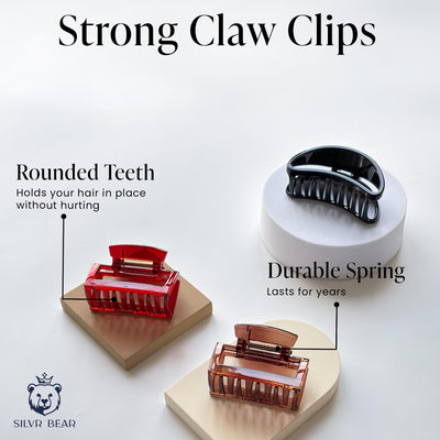 Hair Claw Clip - Unbreakable - Brown Maroon - Rectangular Clutchers