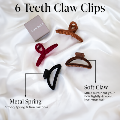 4 Hair Claw Clips - Velvet Touch