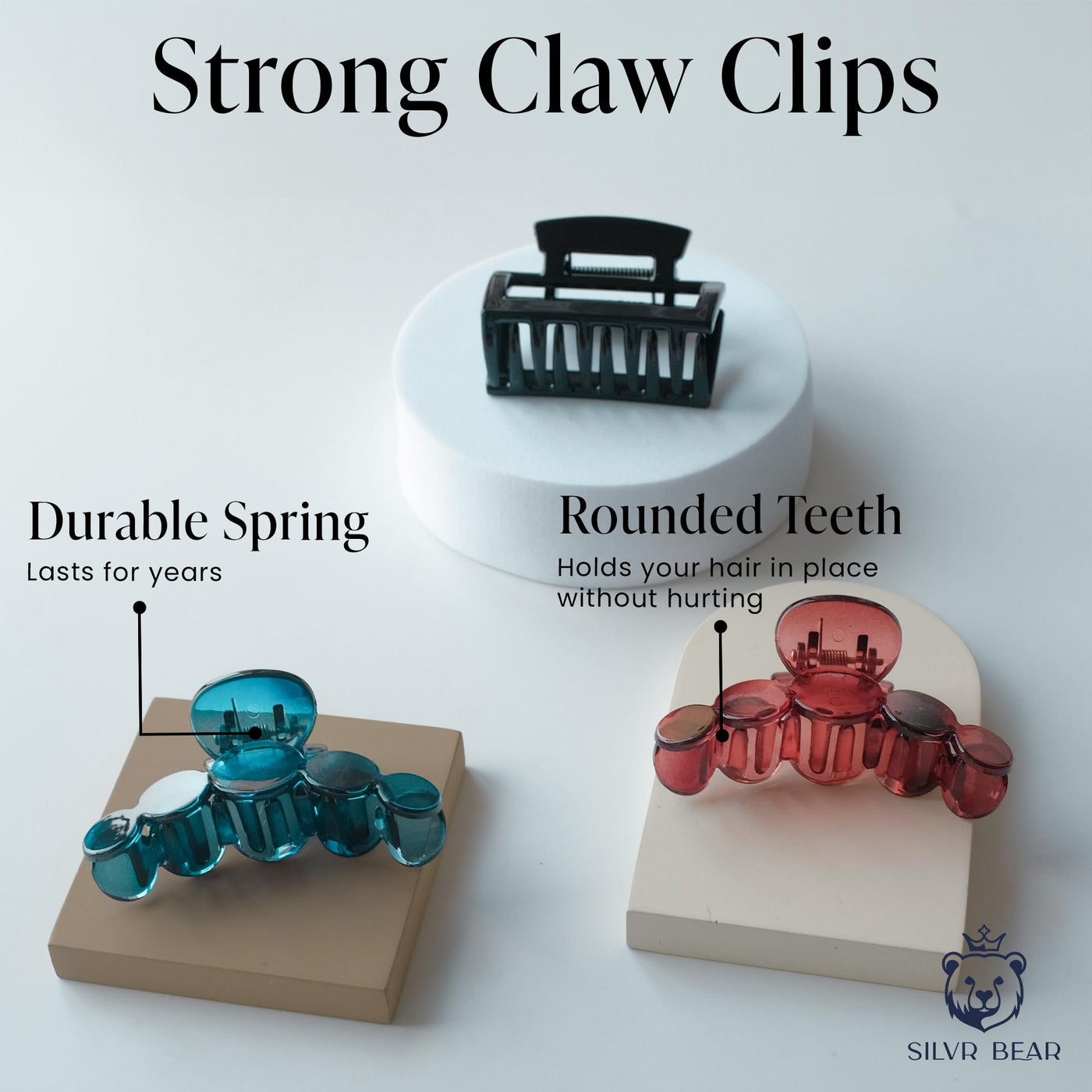 Hair Claw Clip - Unbreakable - Blue Cherry - Circles Clutchers