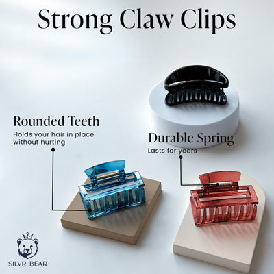 Hair Claw Clip - Unbreakable - Blue Cherry - Rectangular Clutchers