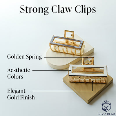 Metal Claw Clips - Golden Hair Clutchers - White Taupe