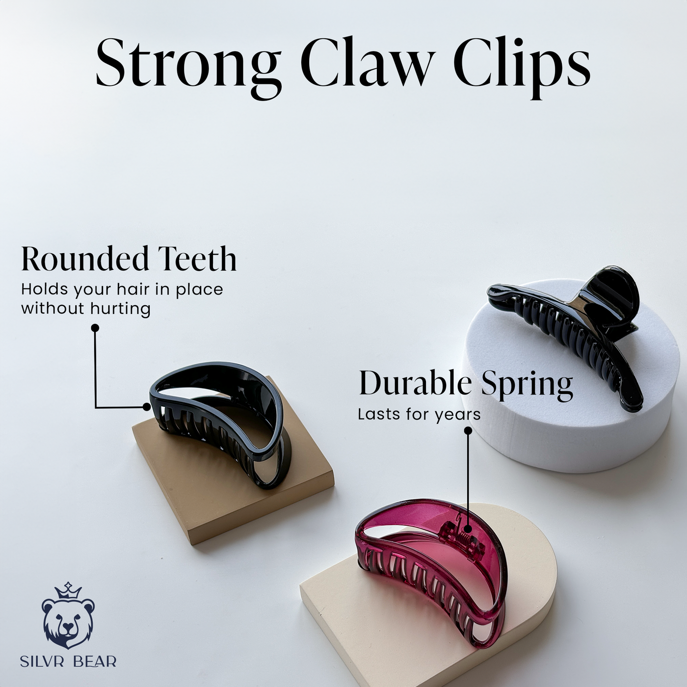 Hair Clutcher Claw Clip - Unbreakable - Black & Magenta