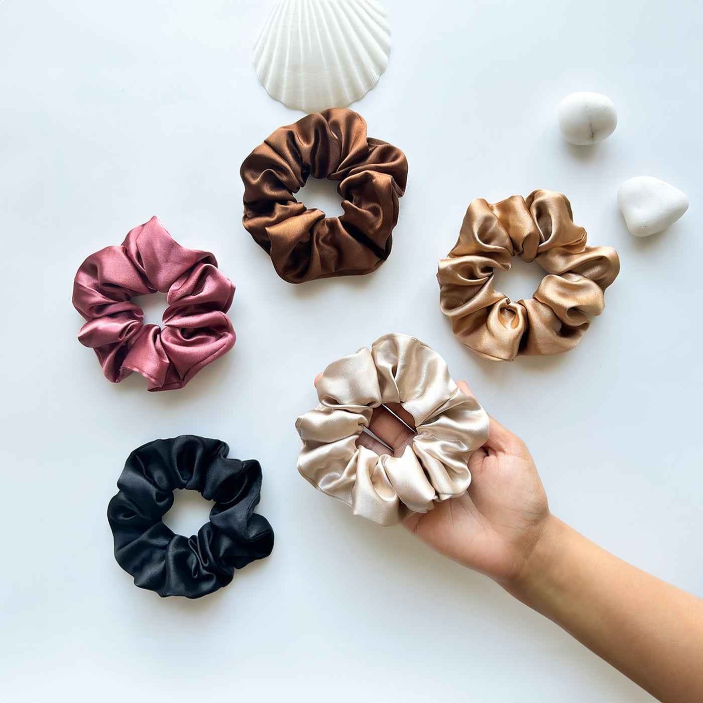 Luxury Scrunchies & Claws Clips Combo Pack - Earthy