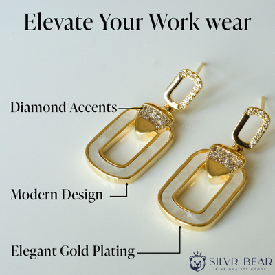 Oval Drop Earrings - Gold Tone