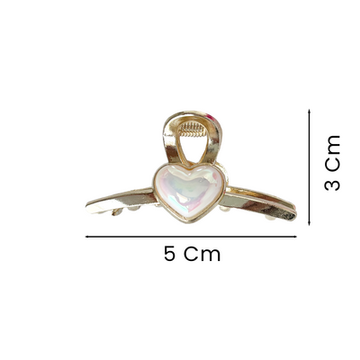 Metal Hair Clutcher Claw Clip - Heart Pearl