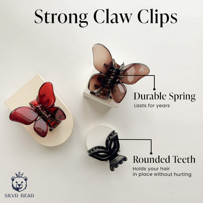 Unbreakable Hair Claw Clips - Brown Maroon - Butterfly Clutchers