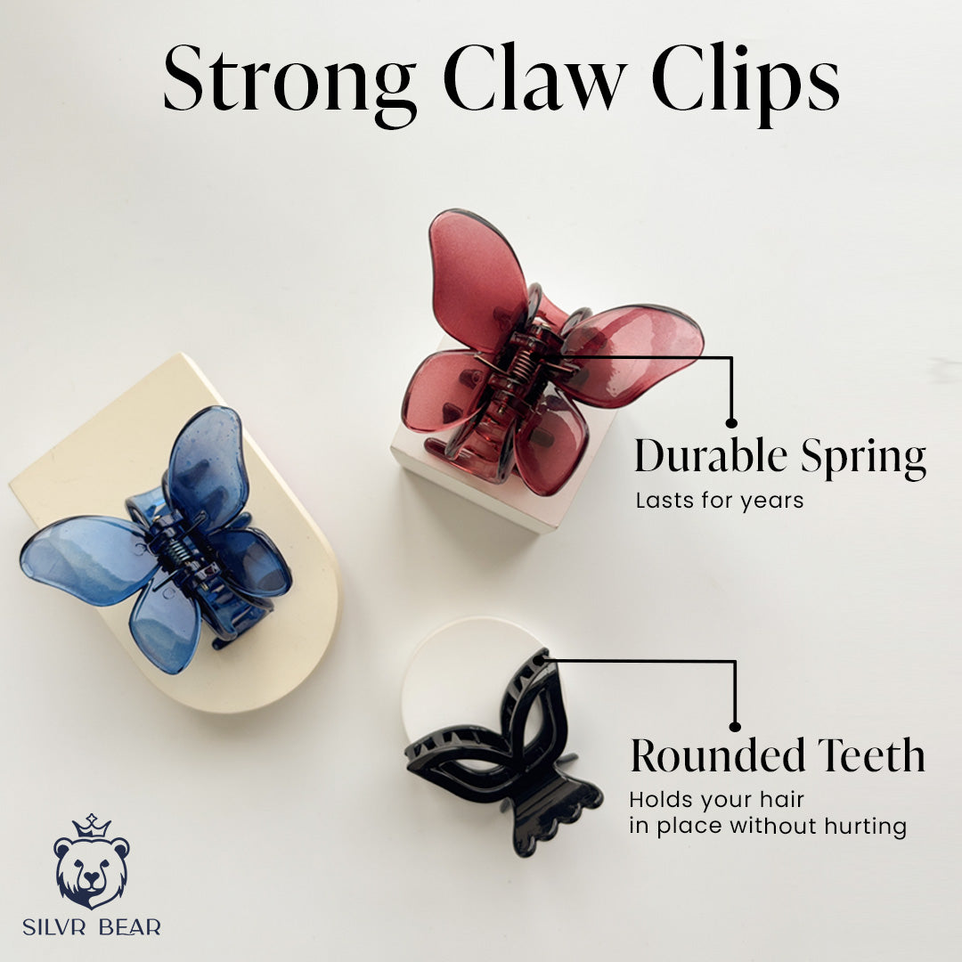 Unbreakable Hair Claw Clips - Blue Burgundy - Butterfly Clutchers