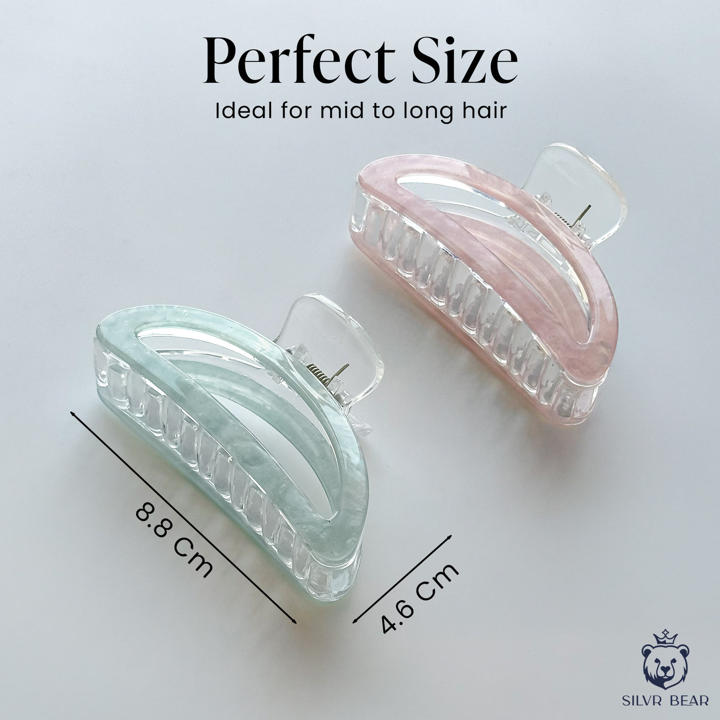 Unbreakable Hair Claw Clips - Marble Moon Clutchers - Mint & Pink