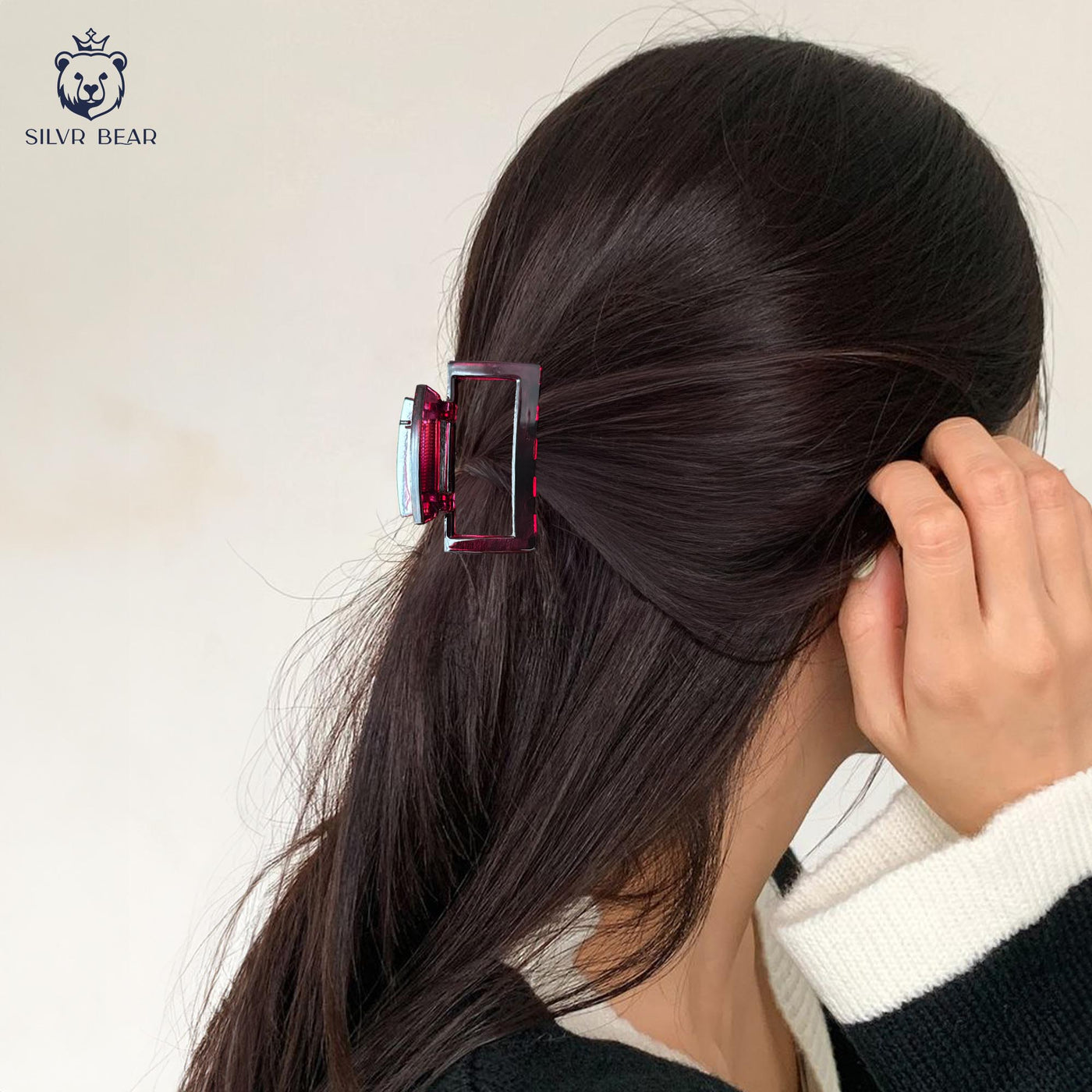 Hair Claw Clip - Unbreakable - Black Magenta - Rectangular Clutchers