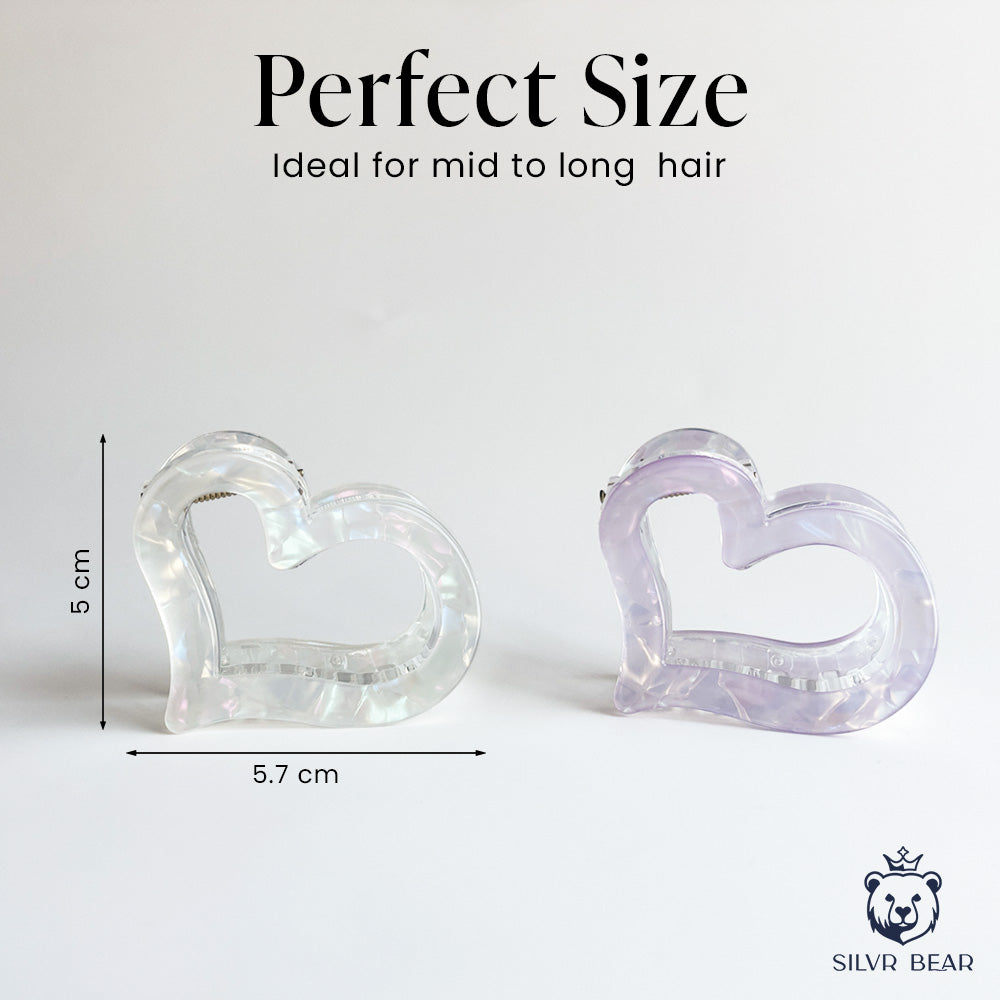 UNBREAKABLE HAIR CLAW CLIPS - MARBLE HEART CLUTCHERS - Purple & White