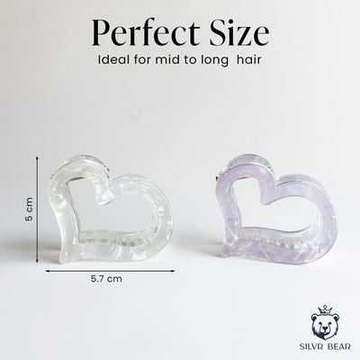 UNBREAKABLE HAIR CLAW CLIPS - MARBLE HEART CLUTCHERS - Purple & White