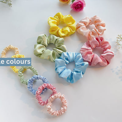 Luxury Satin Scrunchies | 6 Skinny + 5 Regular Pack - Pastel