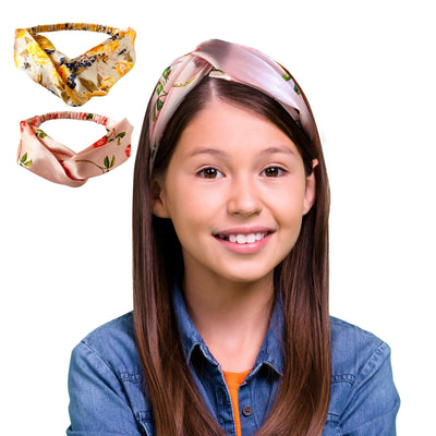 2 Luxury Satin Hairbands For Girls - Floral Roses