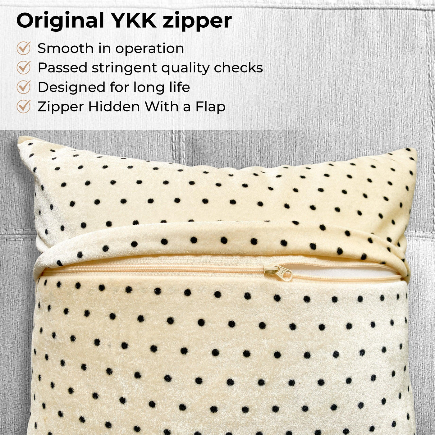 Buttery Soft Velvet Cushion Covers - Polka Dots - Pack of 2 - 16 x 16 inches - silvrbear