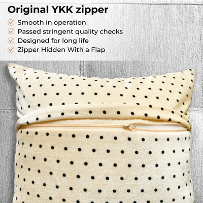 Buttery Soft Velvet Cushion Covers - Polka Dots - Pack of 2 - 16 x 16 inches - silvrbear